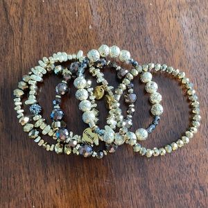 Erimish gold / brown bracelet stack